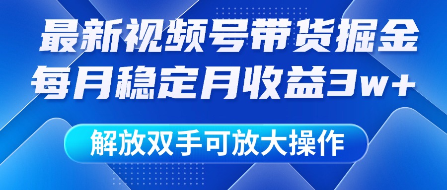 最新视频号带货掘金项目，每月稳定月收益3w+，解放双手，可放大操作网创吧-网创项目资源站-副业项目-创业项目-搞钱项目网创吧